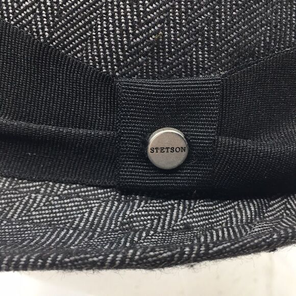 All American Stetson fedora hat black and gray chevron polyester Sz Small/Medium - Picture 2 of 16